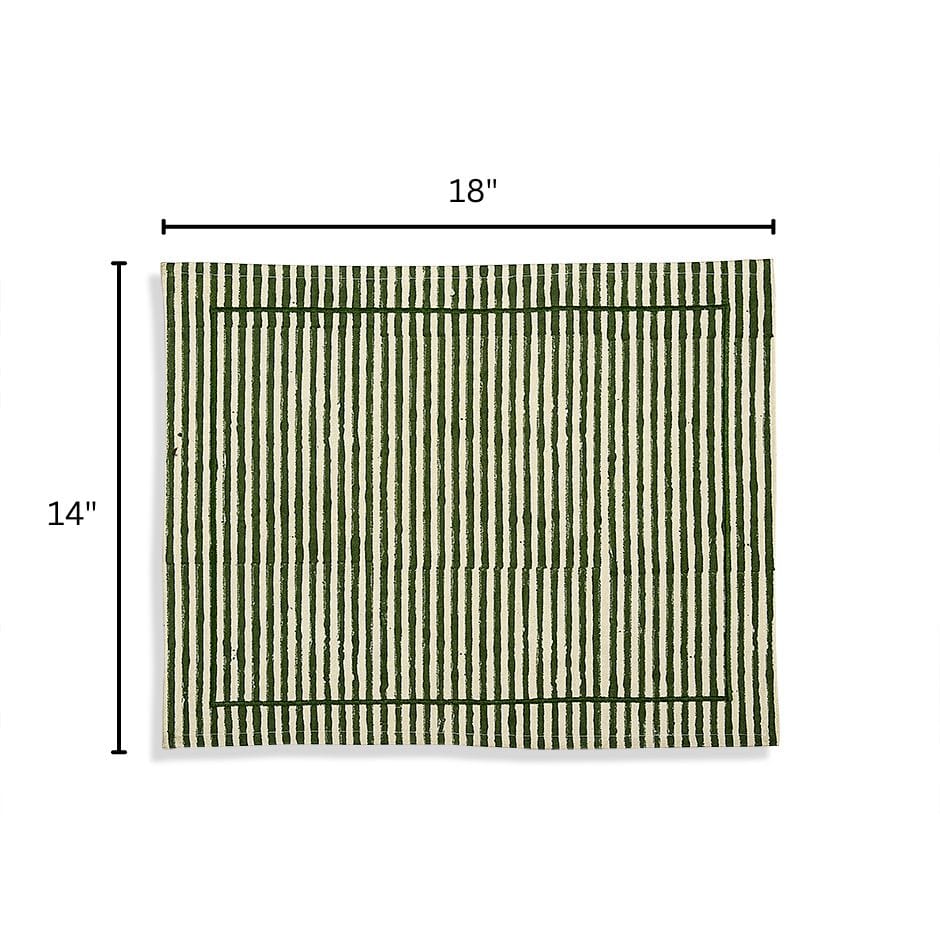 House Of Anantaa Table Mat & Napkin Green Stripes Table Mat