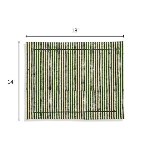 House Of Anantaa Table Mat & Napkin Green Stripes Table Mat