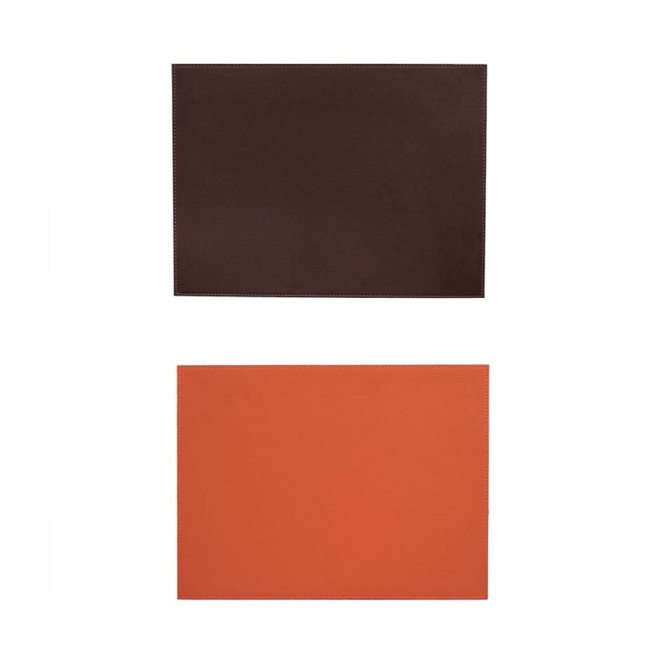 House Of Anantaa Table Mat & Napkin Reversible Leatherette Table Mat - (Brown/Orange)