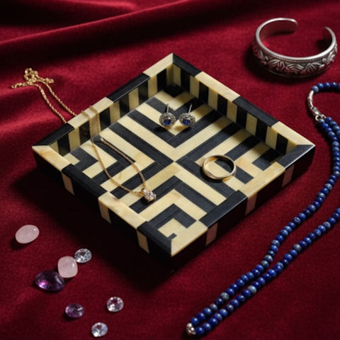 House Of Anantaa Tray Black/Cream/Gold Chrysus Tray