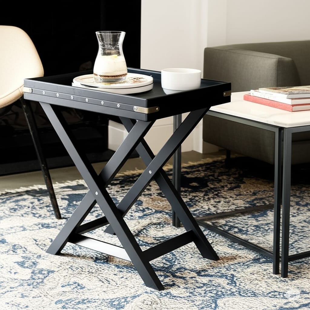 House Of Anantaa Tray Black Luxembourg Tray Table (Black)