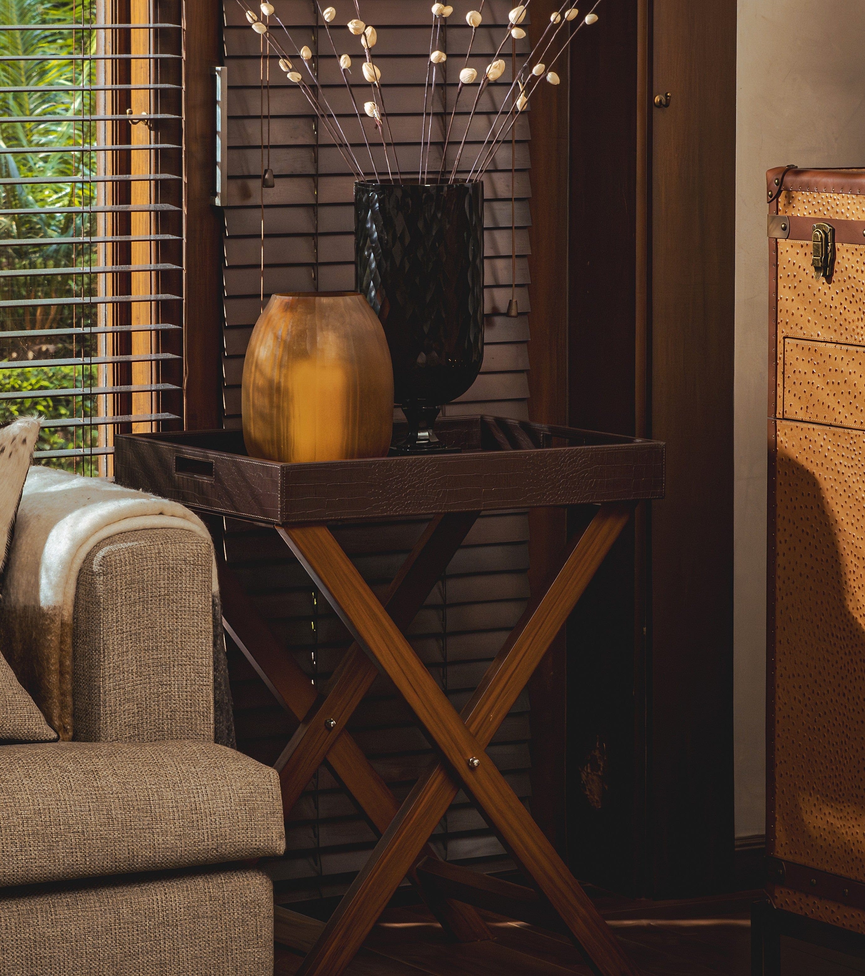 House Of Anantaa Tray Brown Luxembourg Butler Tray Table (Brown)