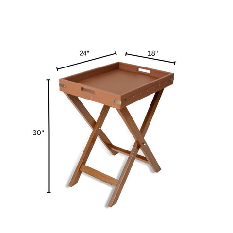 House Of Anantaa Tray Tan Luxembourg Butler Tray Table (Tan)