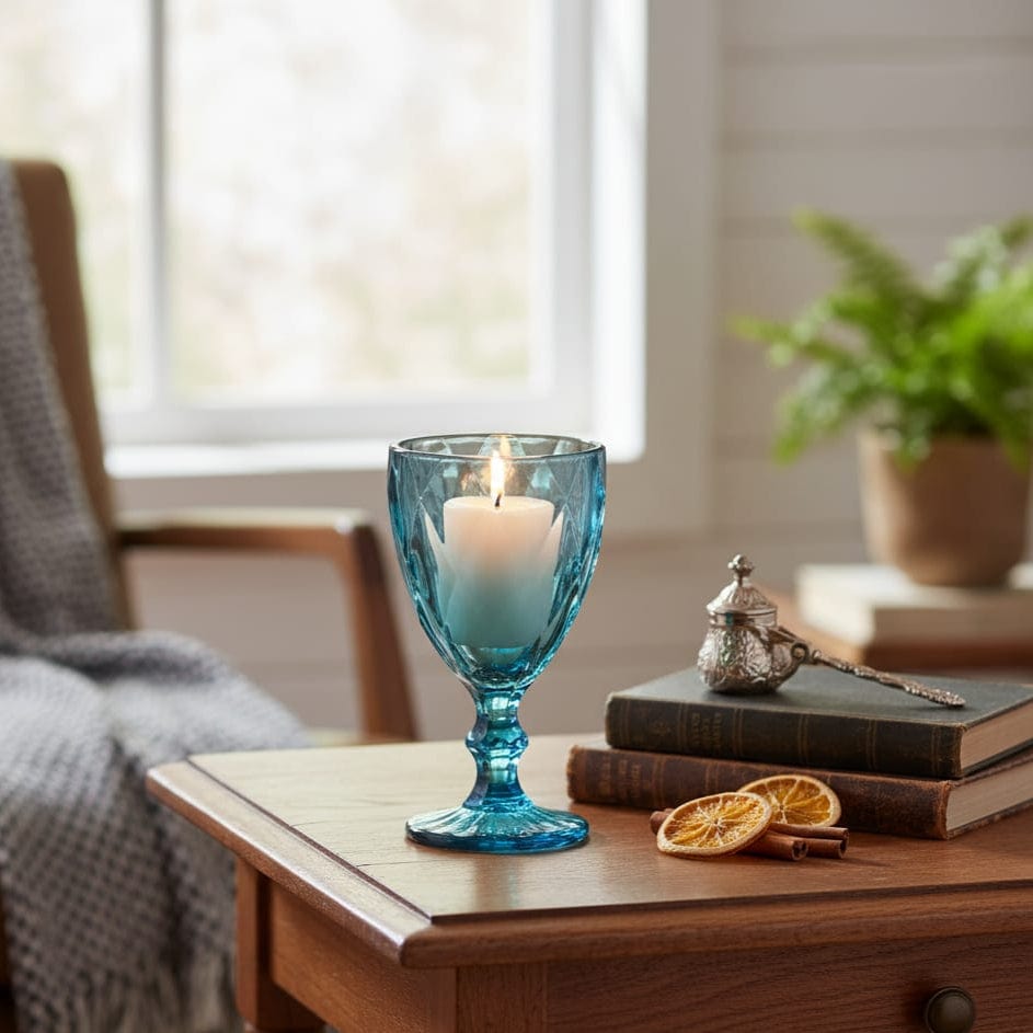 House Of Anantaa Vase & Candle Holder Aurora Candle Holder - (Blue)