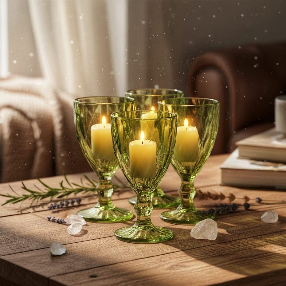 House Of Anantaa Vase & Candle Holder Aurora Candle Holder - (Green)