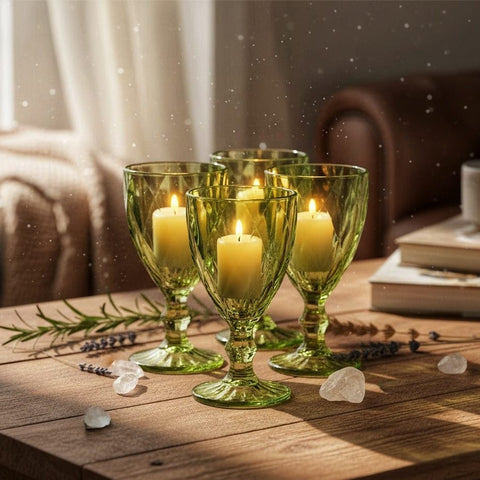 House Of Anantaa Vase & Candle Holder Aurora Candle Holder - (Green)