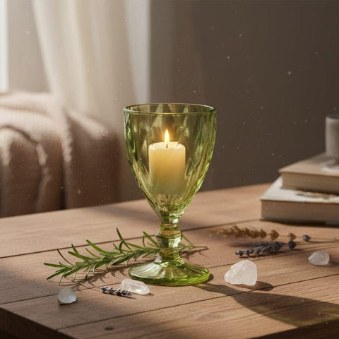 House Of Anantaa Vase & Candle Holder Aurora Candle Holder - (Green)