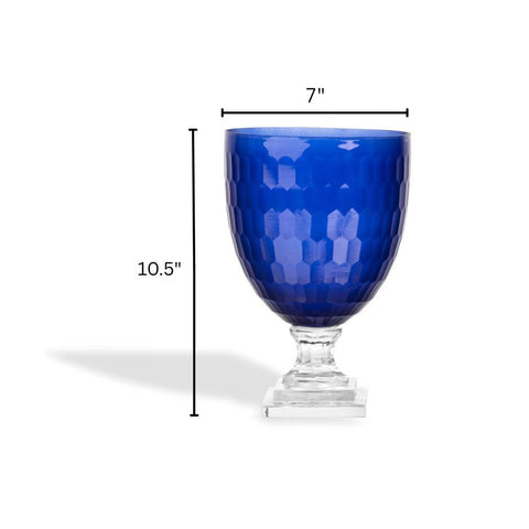 House Of Anantaa Vase & Candle Holder Blue Sapphire Hurricane