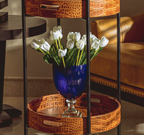 House Of Anantaa Vase & Candle Holder Blue Sapphire Hurricane