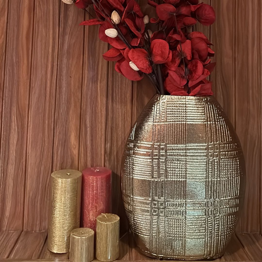 House Of Anantaa Vase & Candle Holder Gold Mandarin Vase