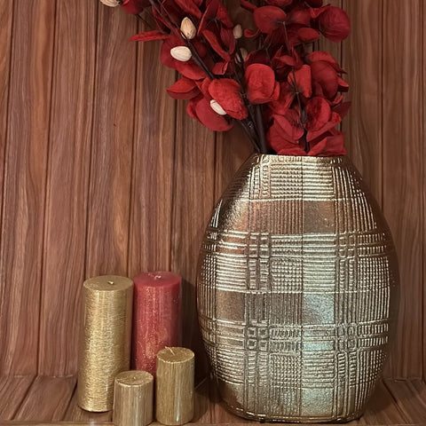 House Of Anantaa Vase & Candle Holder Gold Mandarin Vase