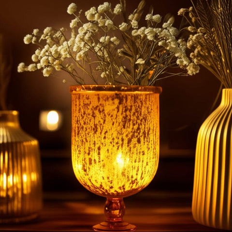 House Of Anantaa Vase & Candle Holder Gold Shamadan (Gold)