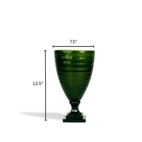 House Of Anantaa Vase & Candle Holder Green Emerald Green Smoke Hurricane Vase