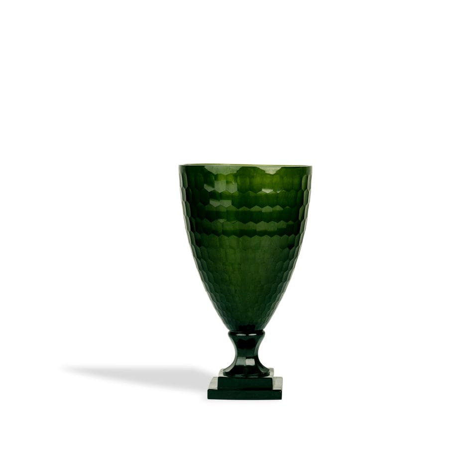 House Of Anantaa Vase & Candle Holder Green Emerald Green Smoke Hurricane Vase